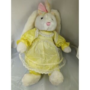 Dan Dee White Rabbit Easter Satin Yellow Dress Lace 19 Inch Stuffed Animal Toy
